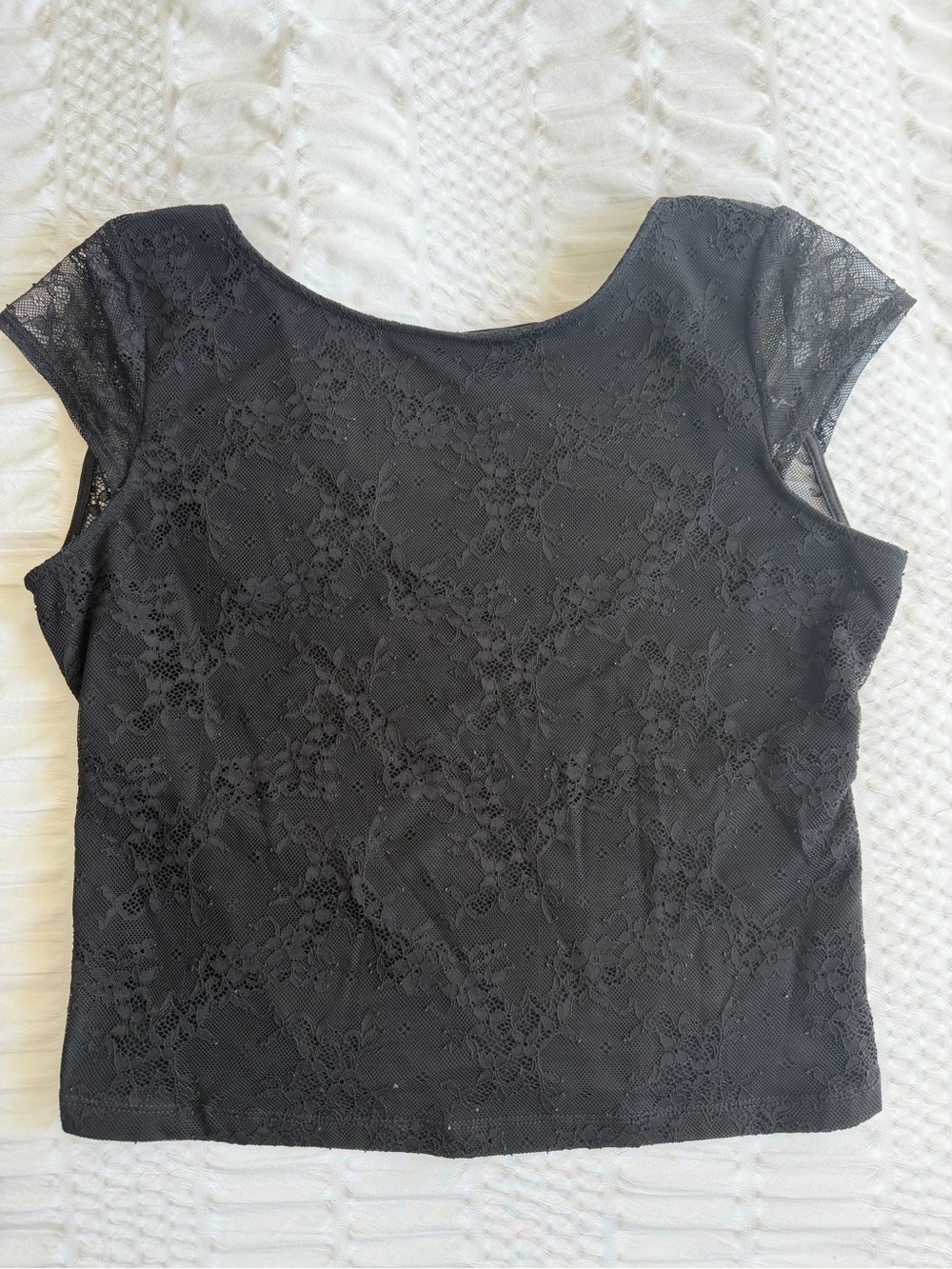 Garage Black Lace Cap-Sleeve Tank Top